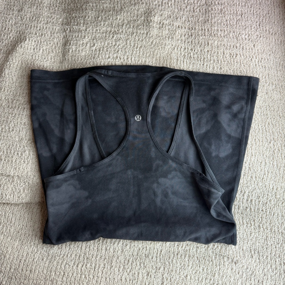Lululemon Black Tie-Dye Racerback Tank (Size 6)